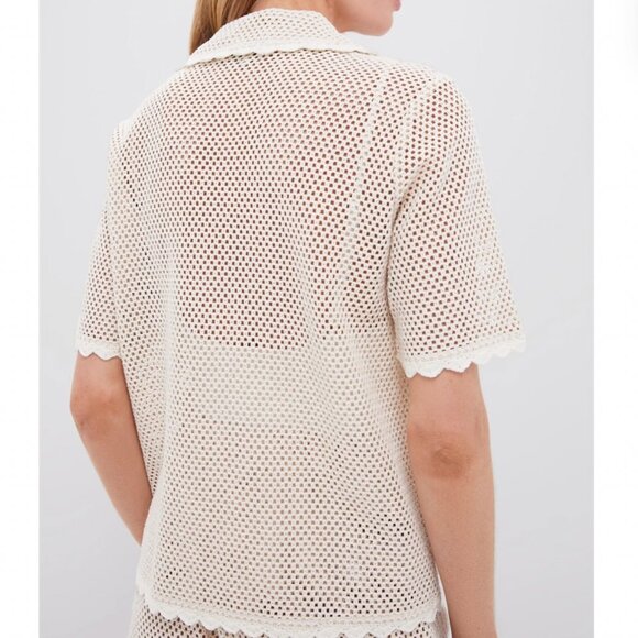Sea New York Sally appliquéd Crocheted Shirt Coverup & Short Two Piece Tan Cream - Picture 5 of 16